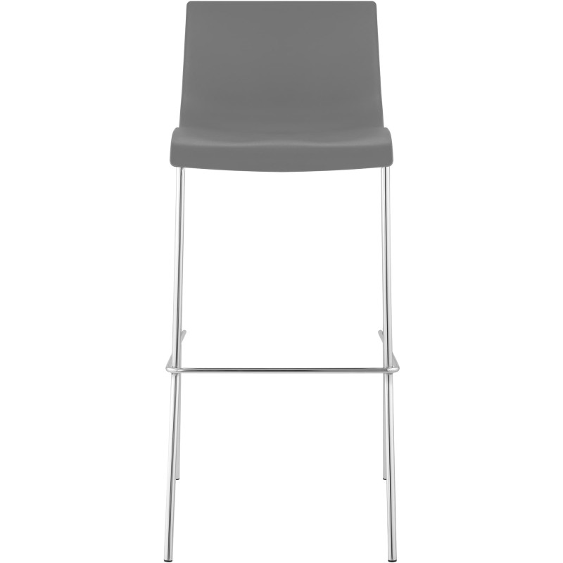 Set de 2 scaune de bar Hoover, plastic, cadru cu 4 picioare, gri cromat