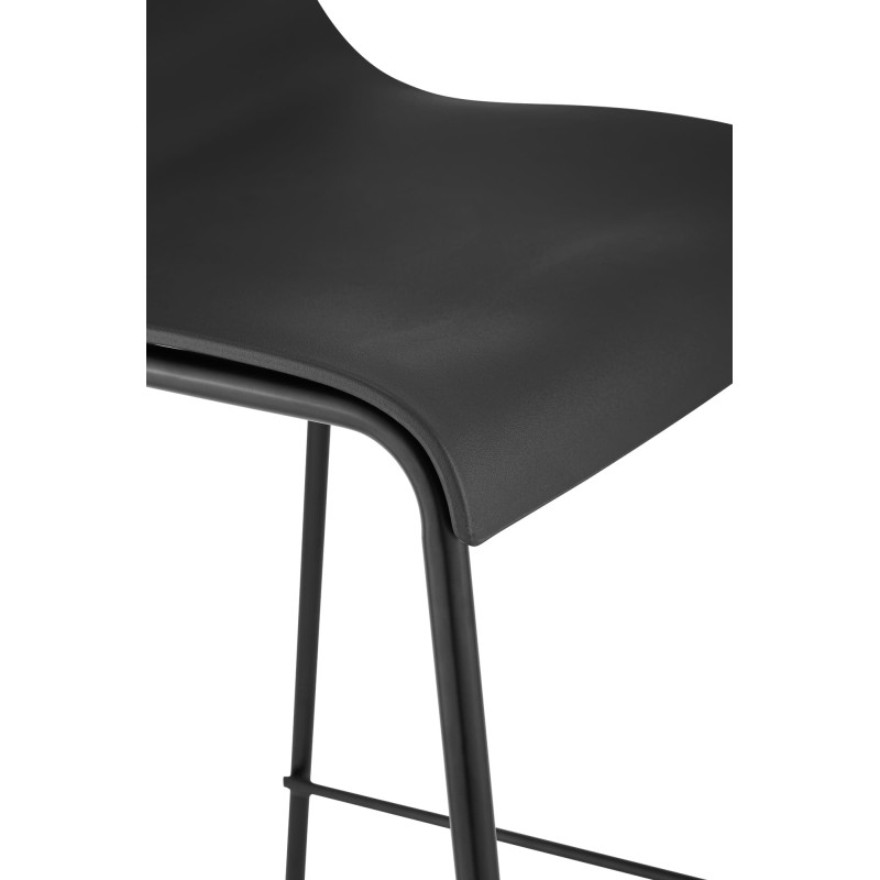 Set de 2 scaune de bar Hoover, plastic, 4 picioare, negru