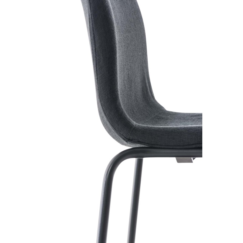 Set de 2 scaune de bar Hoover, tapițerie din material textil, bază cu 4 picioare, negru