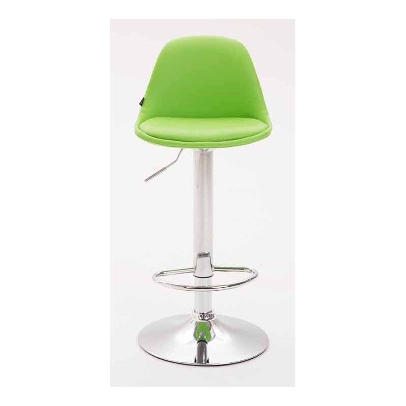 Set de 2 scaune de bar Kiel, complet tapițate cu piele ecologică cromată verde