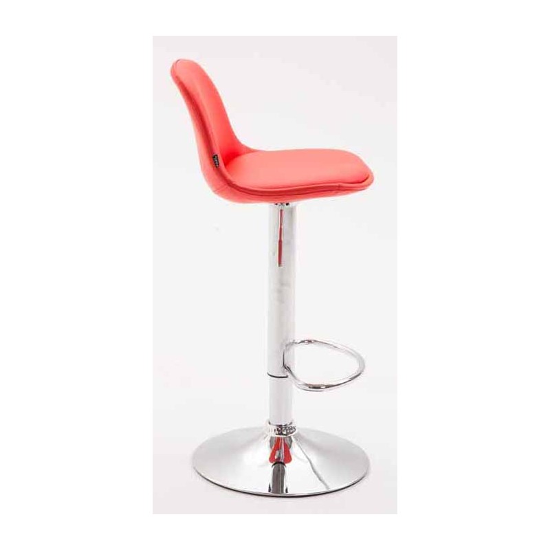 Set de 2 scaune de bar Kiel, complet tapițate cu piele ecologică cromată roșie