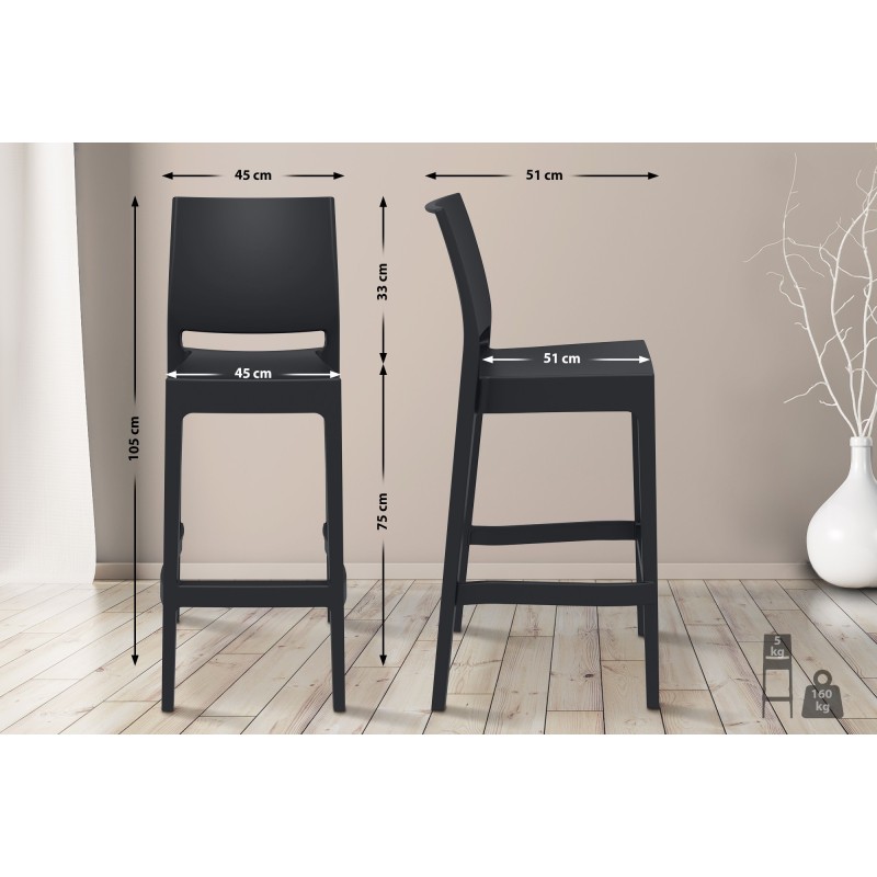 Set de 2 scaune de bar Maya negre