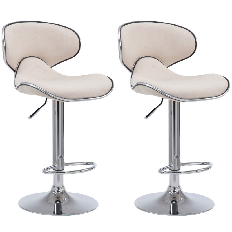 Set de 2 scaune de bar Las Vegas V2 din material textil cromat crem