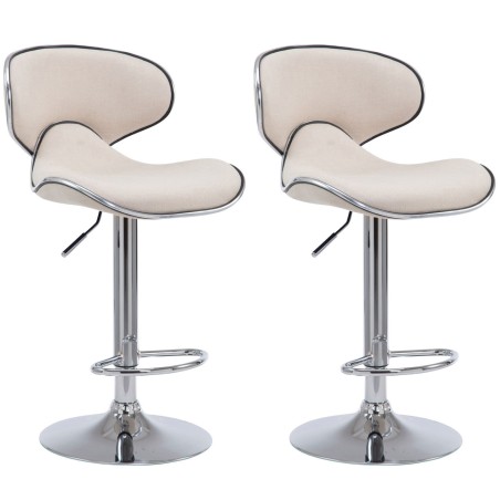 Set de 2 scaune de bar Las Vegas V2 din material textil cromat crem