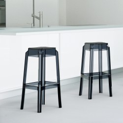 Set de 2 scaune de bar Fox, negru transparent