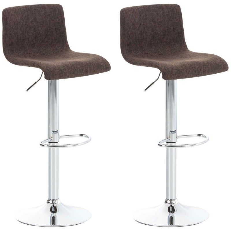 Set de 2 scaune de bar Hoover, material textil, crom maro