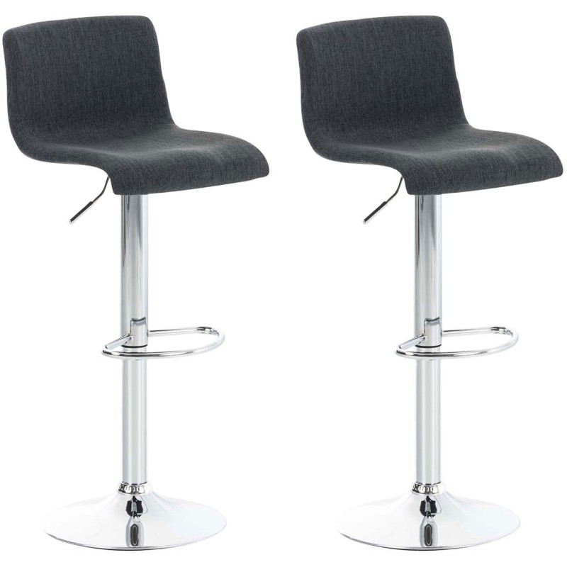 Set de 2 scaune de bar Hoover, material textil, crom gri închis