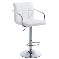Scaun de bar Lucy V2 cromat, alb