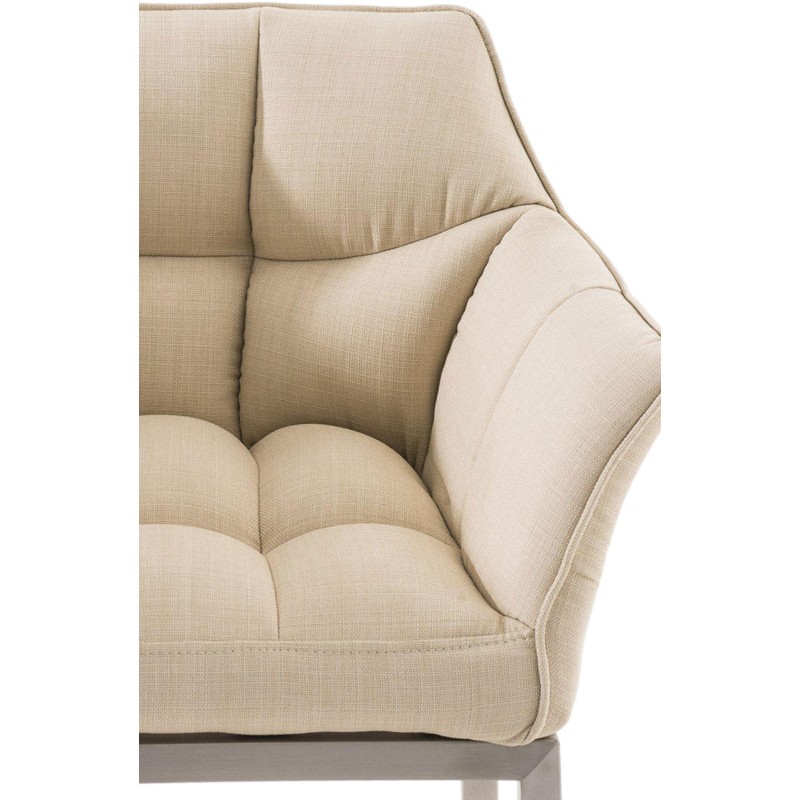 Scaun de bar Damaso E din material textil cu bază crem cu 4 picioare