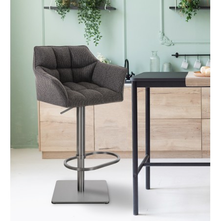 Scaun de bar Damaso E din material textil gri titan