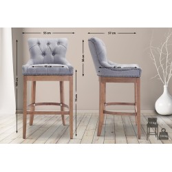 Scaun de bar din material textil Lakewood, gri antic deschis