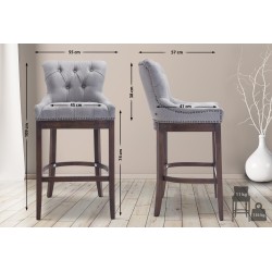 Scaun de bar din material textil Lakewood, stil antic, gri deschis