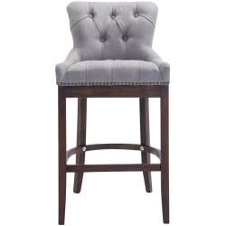 Scaun de bar din material textil Lakewood, stil antic, gri deschis