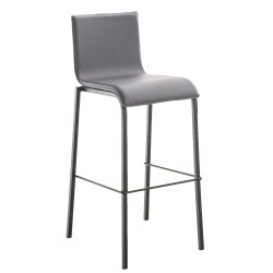 Scaun de bar din piele Avola, plat, gri B78