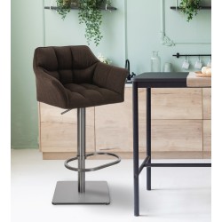 Scaun de bar Damaso E din material textil maro