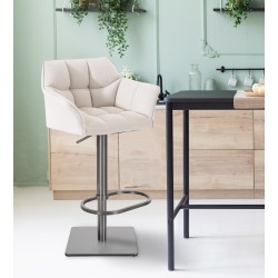 Scaun de bar Damaso E din material textil alb