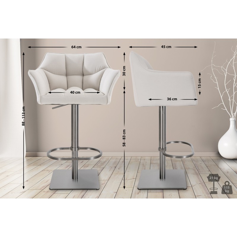 Scaun de bar Damaso E din material textil alb