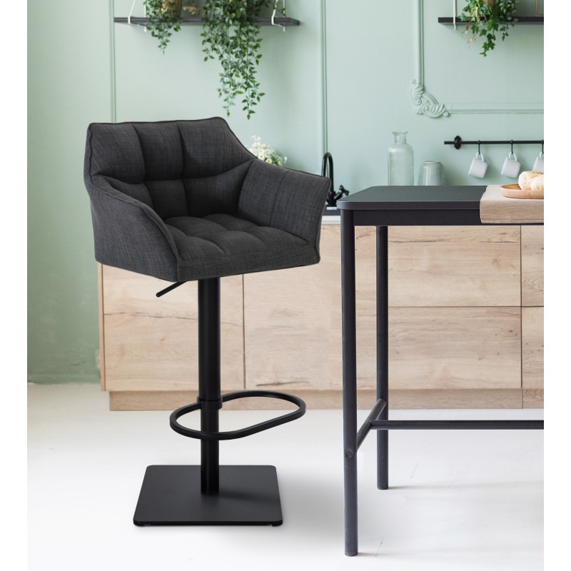 Scaun de bar Damaso B din material textil gri închis