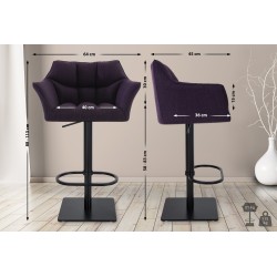 Scaun de bar Damaso B din material textil violet