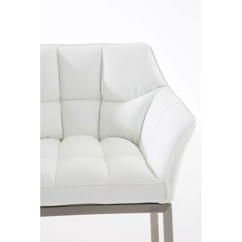 Scaun de bar Damaso E cu bază cu 4 picioare, alb