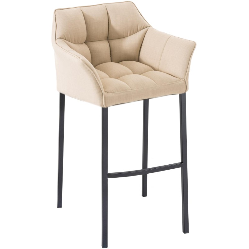 Scaun de bar Damaso B din material textil cu bază cu 4 picioare, crem