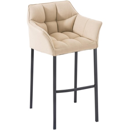 Scaun de bar Damaso B din material textil cu bază cu 4 picioare, crem