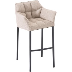 Scaun de bar din material textil Damaso B cu bază cu 4 picioare de culoarea fildeșului