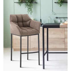 Scaun de bar din material textil Damaso B cu bază cu 4 picioare, Terrabraun