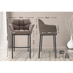 Scaun de bar din material textil Damaso B cu bază cu 4 picioare, Terrabraun