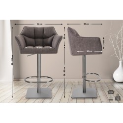 Scaun de bar Damaso E din material textil gri