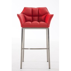 Scaun de bar Damaso E cu bază cu 4 picioare, roșu