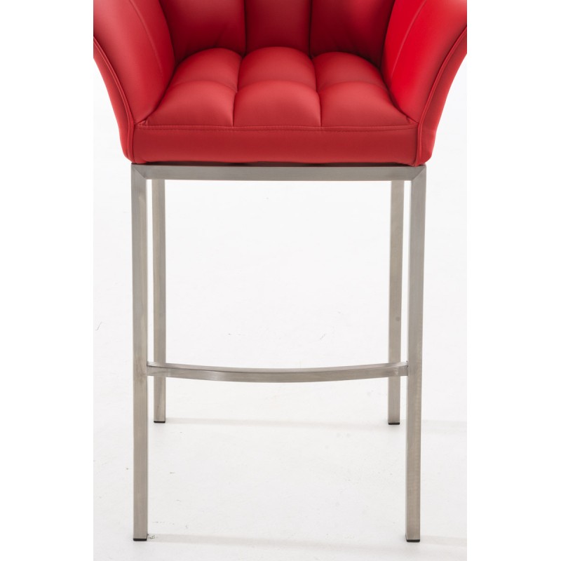 Scaun de bar Damaso E cu bază cu 4 picioare, roșu