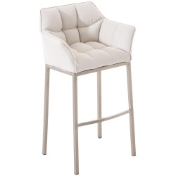 Scaun de bar Damaso E din material textil cu bază cu 4 picioare, alb