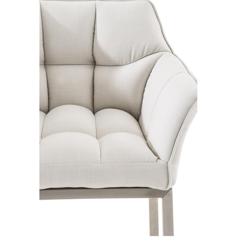 Scaun de bar Damaso E din material textil cu bază cu 4 picioare, alb