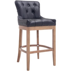 Scaun de bar Lakewood din piele naturală, negru antic deschis