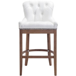 Scaun de bar Lakewood din piele naturală, alb antic deschis