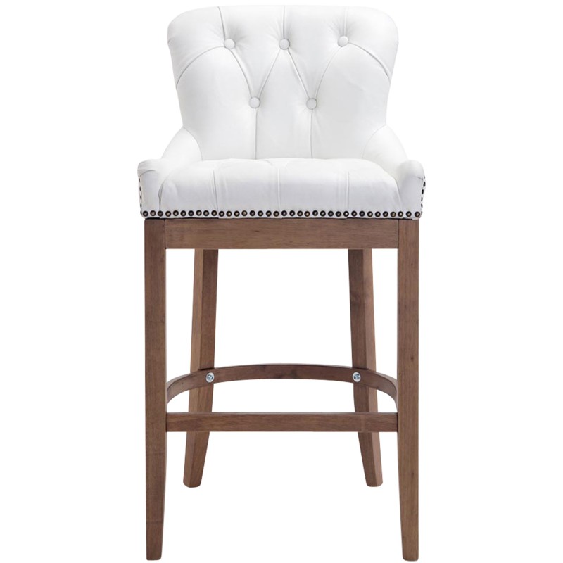 Scaun de bar Lakewood din piele naturală, alb antic deschis