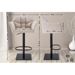 Scaun de bar Damaso B din material textil ivory