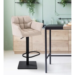 Scaun de bar Damaso B din material textil ivory