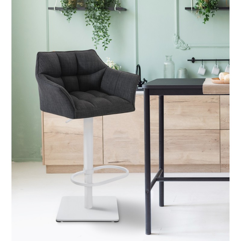 Scaun de bar Damaso W din material textil gri închis