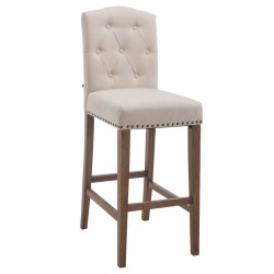 Scaun de bar Louise, material textil crem antic deschis