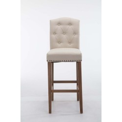 Scaun de bar Louise, material textil crem antic deschis