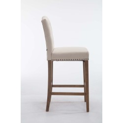 Scaun de bar Louise, material textil crem antic deschis