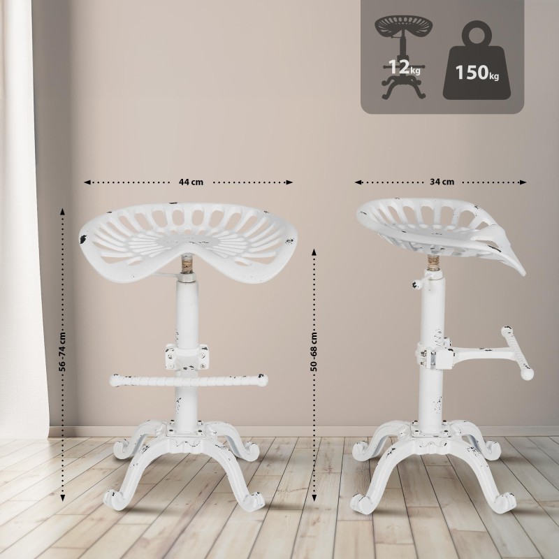 Scaun de bar Butch alb antic