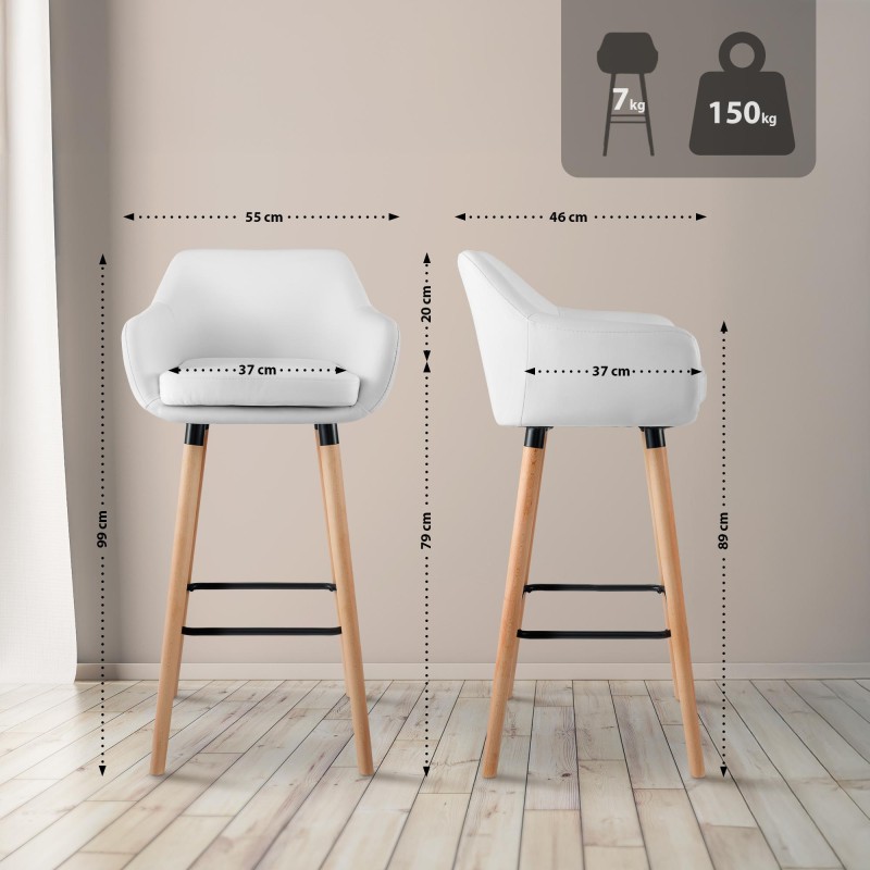 Scaun de bar Grant din piele ecologică albă