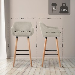 Scaun de bar Grant din material textil crem