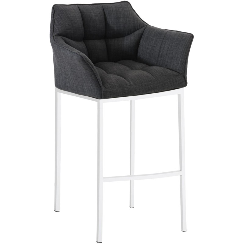 Scaun de bar Damaso W din material textil cu bază cu 4 picioare, gri închis