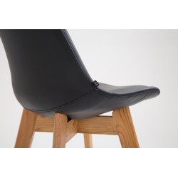 Scaun de bar Metz, piele ecologică, negru Natura