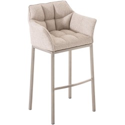 Scaun de bar Damaso E din material textil cu cadru ivory cu 4 picioare