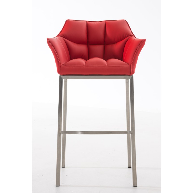 Scaun de bar Damaso E cu structură cu 4 picioare, culoare roșie